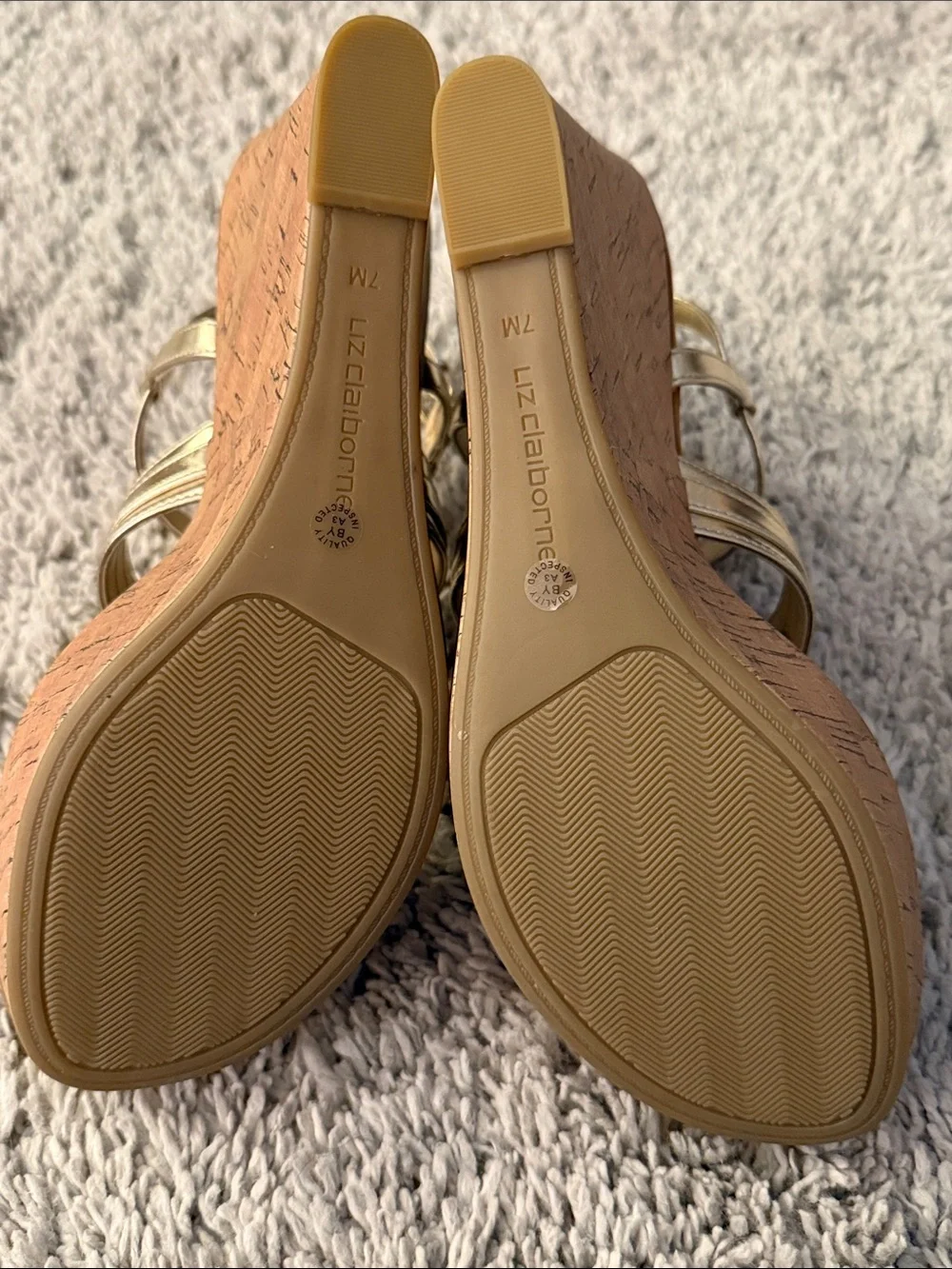 Liz Claiborne Metallic Gold T-Strap Sandals